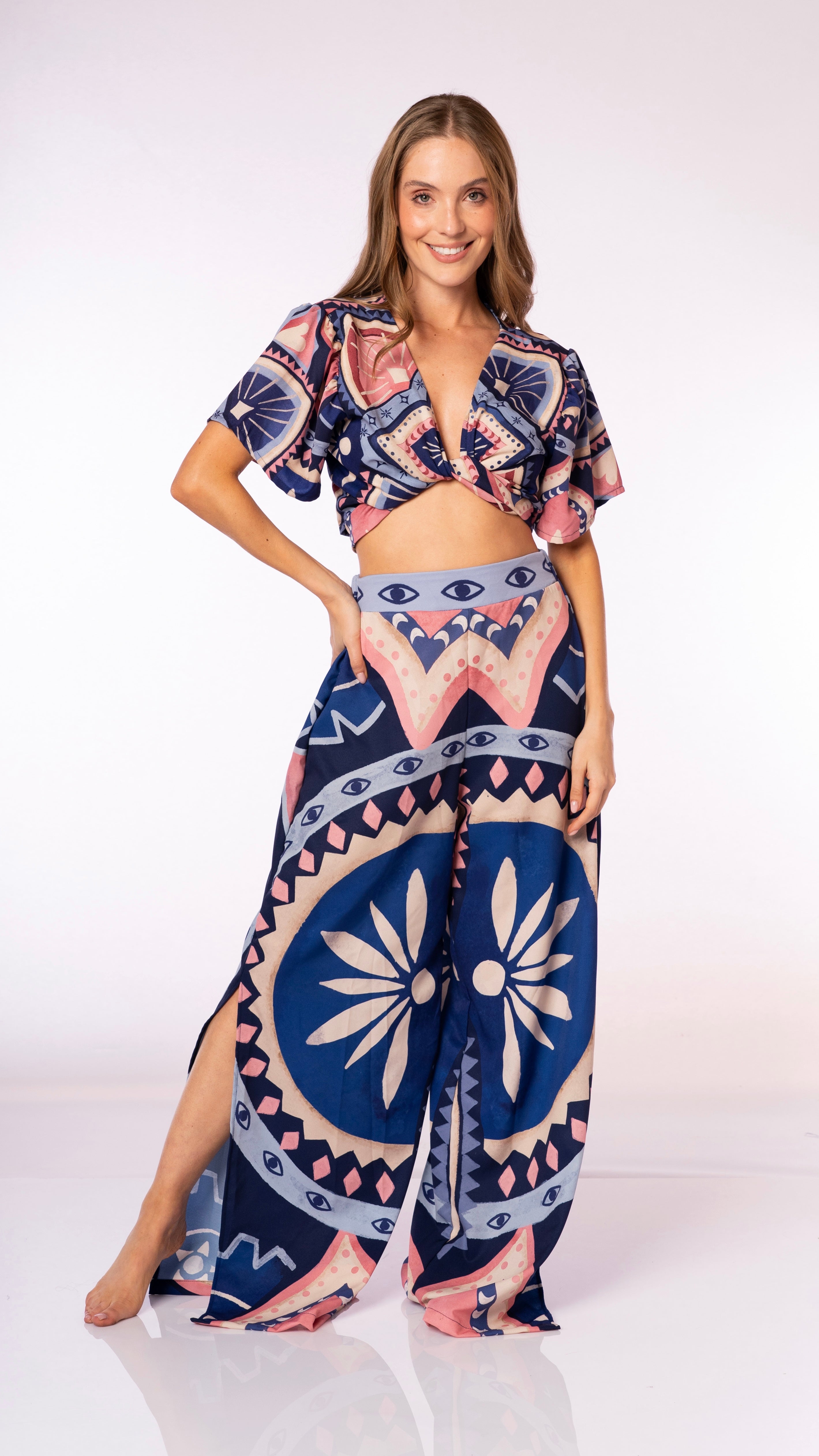 Leave Clover Set / Pantalon Palazzo / Top