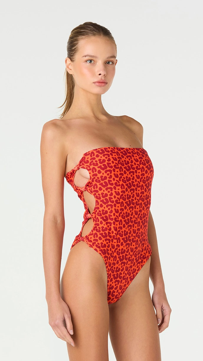 Wild Flame Onepiece / Animal Print Red