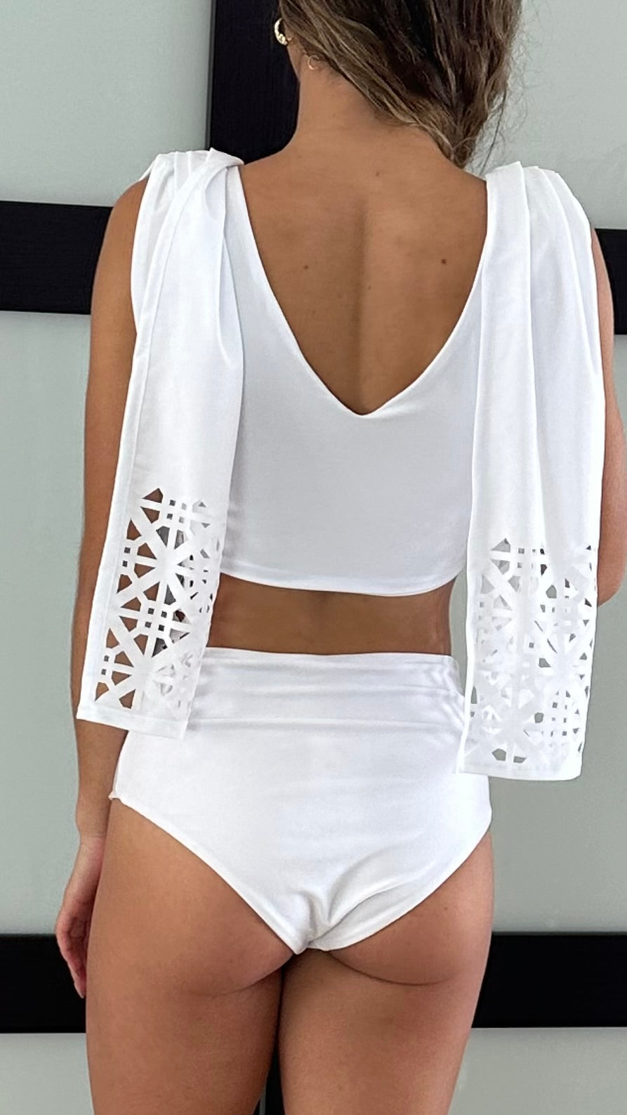 Women White Bikini High Waisted