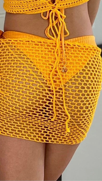 Sunny Set (Mini Falda / Crop Top) Crochet Handmade / One Size / Varios Colores